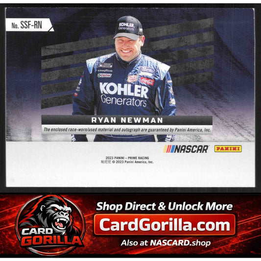 2023 Panini Prime Ryan Newman Dual Souvenir Signatures Firesuit-Sheet Metal #/25