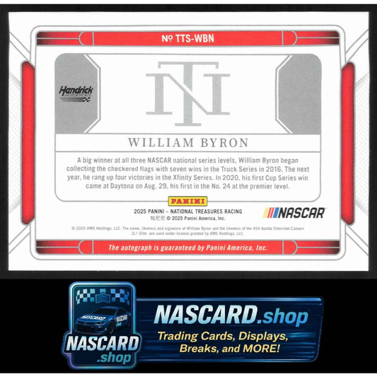 2025 National Treasures William Byron Triple Threat Signers Holo Silver #/25