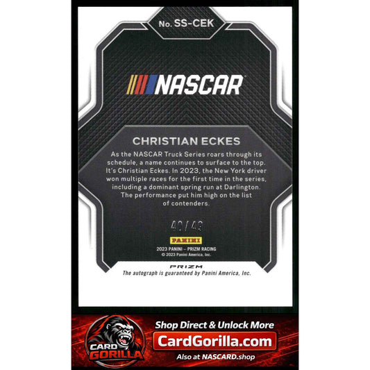 2023 Panini Prizm Christian Eckes Spotlight Signatures Reactive Blue #/49