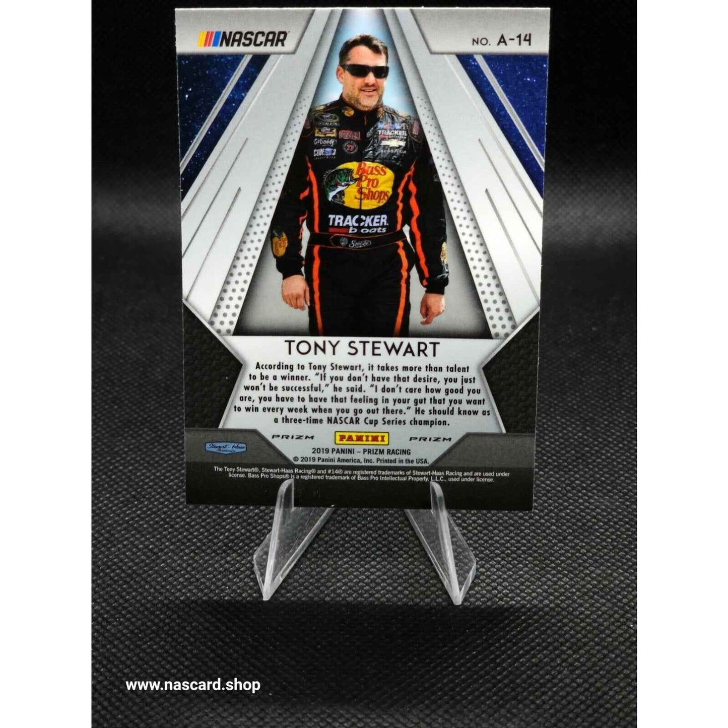 2019 Panini Prizm Apex White Sparkle Prizm #A-14 Tony Stewart - NASCARD.shop
