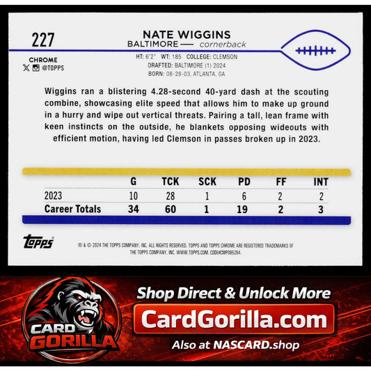 2024 Topps Chrome #227 Nate Wiggins X-Fractor