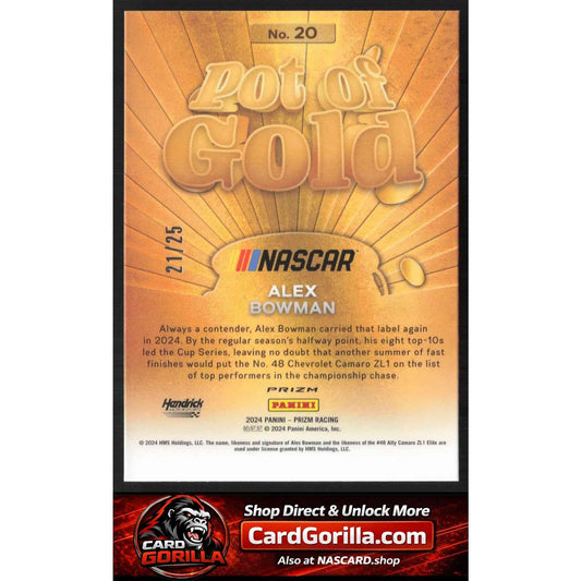 2024 Panini Prizm #20 Alex Bowman Pot Of Gold Mojo #/25