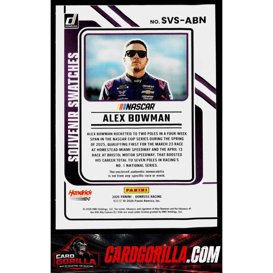 2026 Donruss #SVS-ABN Alex Bowman Souvenir Swatches