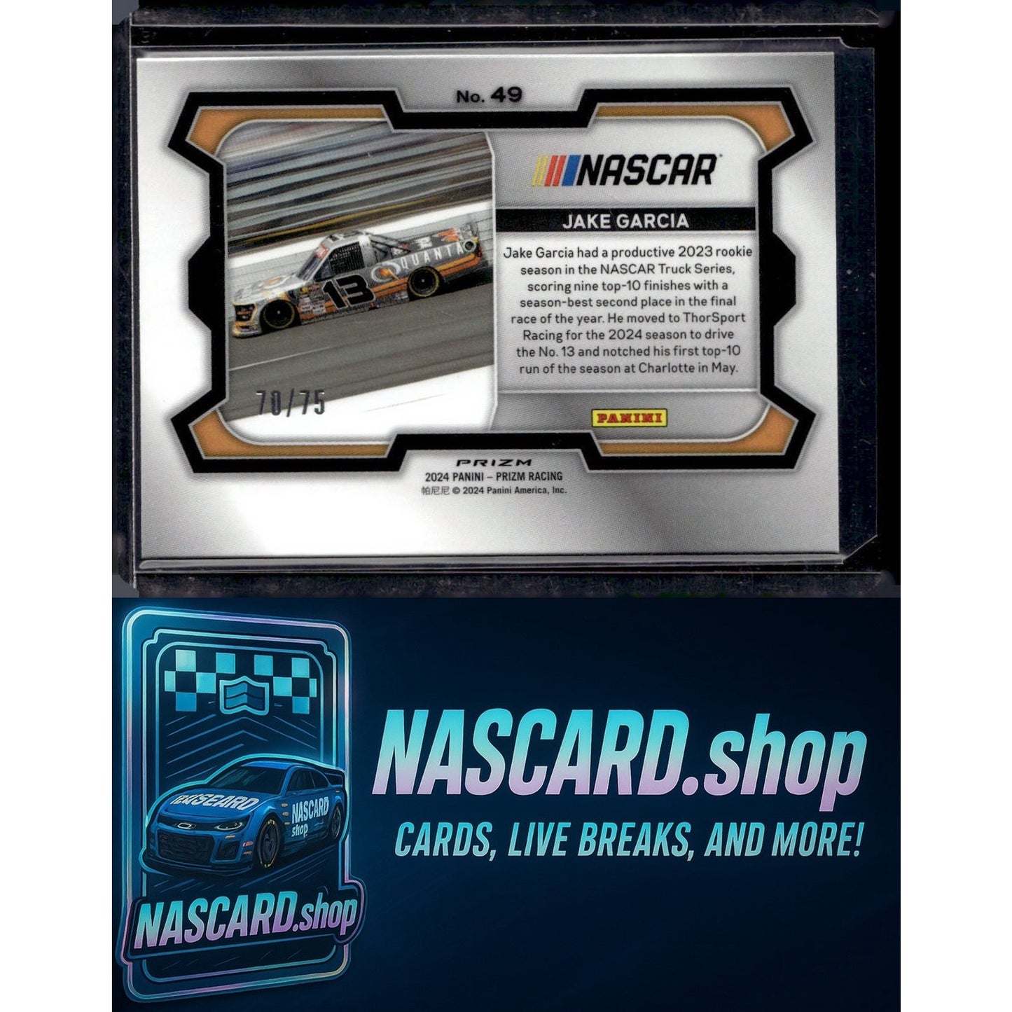 2024 Panini Prizm #49 Jake Garcia Checkered Flag #/75 - NASCARD.shop