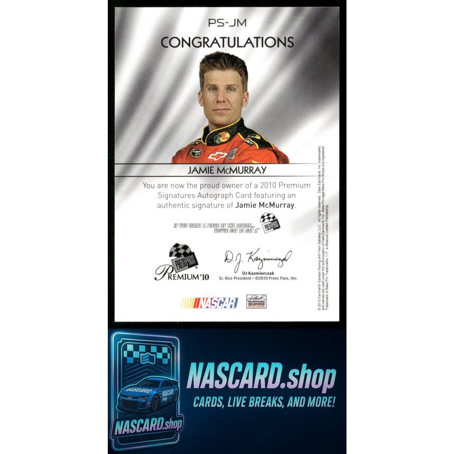 2010 Press Pass Premium #PS-JM Jamie McMurray Signatures - NASCARD.shop