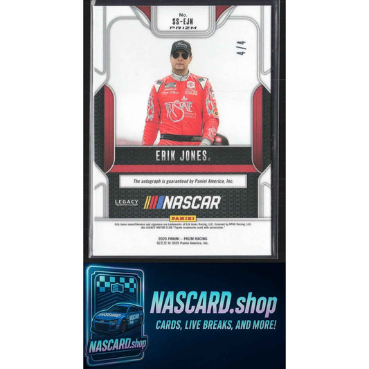 2025 Panini Prizm Erik Jones Sensational Signatures FOTL Blue Shimmer #4/4