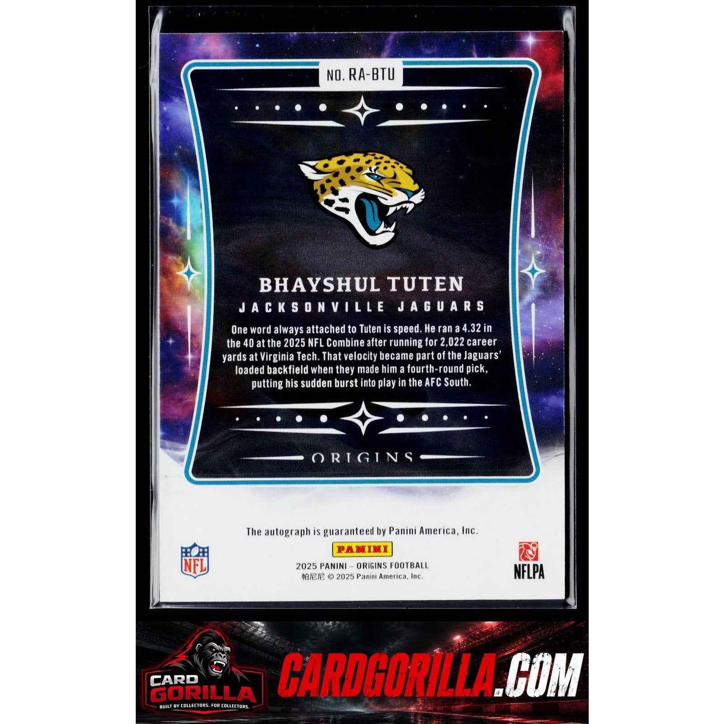 2025 Panini Origins #RA-BTU Bhayshul Tuten Rookie Autographs RC