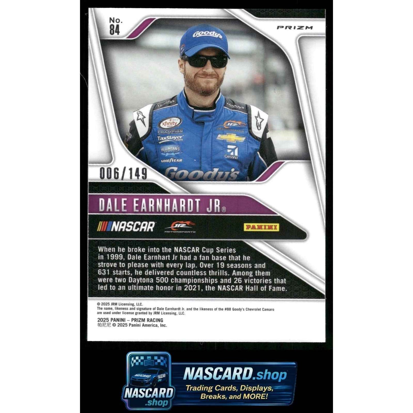 2025 Panini Prizm #84 Dale Earnhardt Jr Green Scope #/149