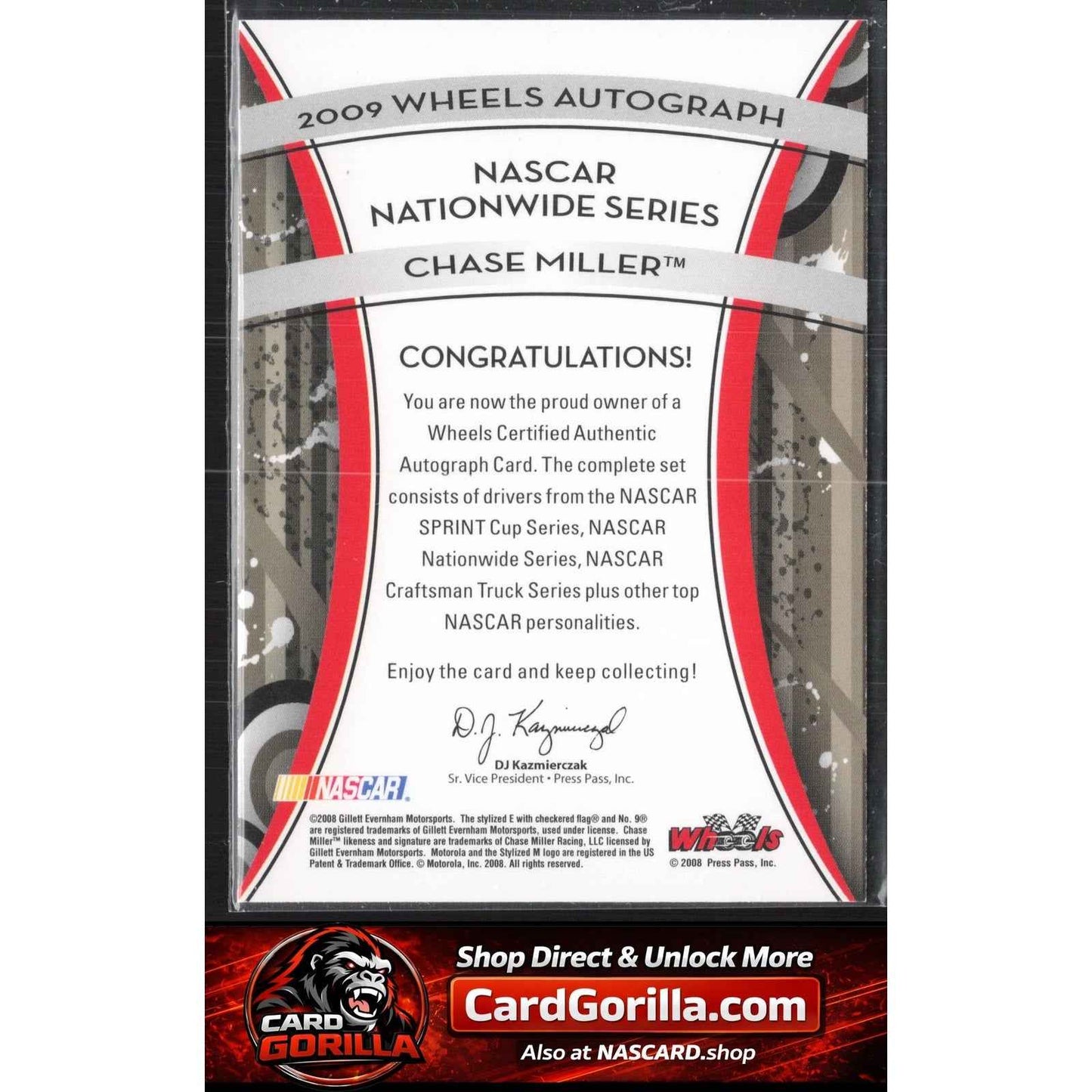 2009 Wheels Element #NNO Chase Miller Wheels Autographs