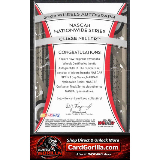2009 Wheels Element #NNO Chase Miller Wheels Autographs
