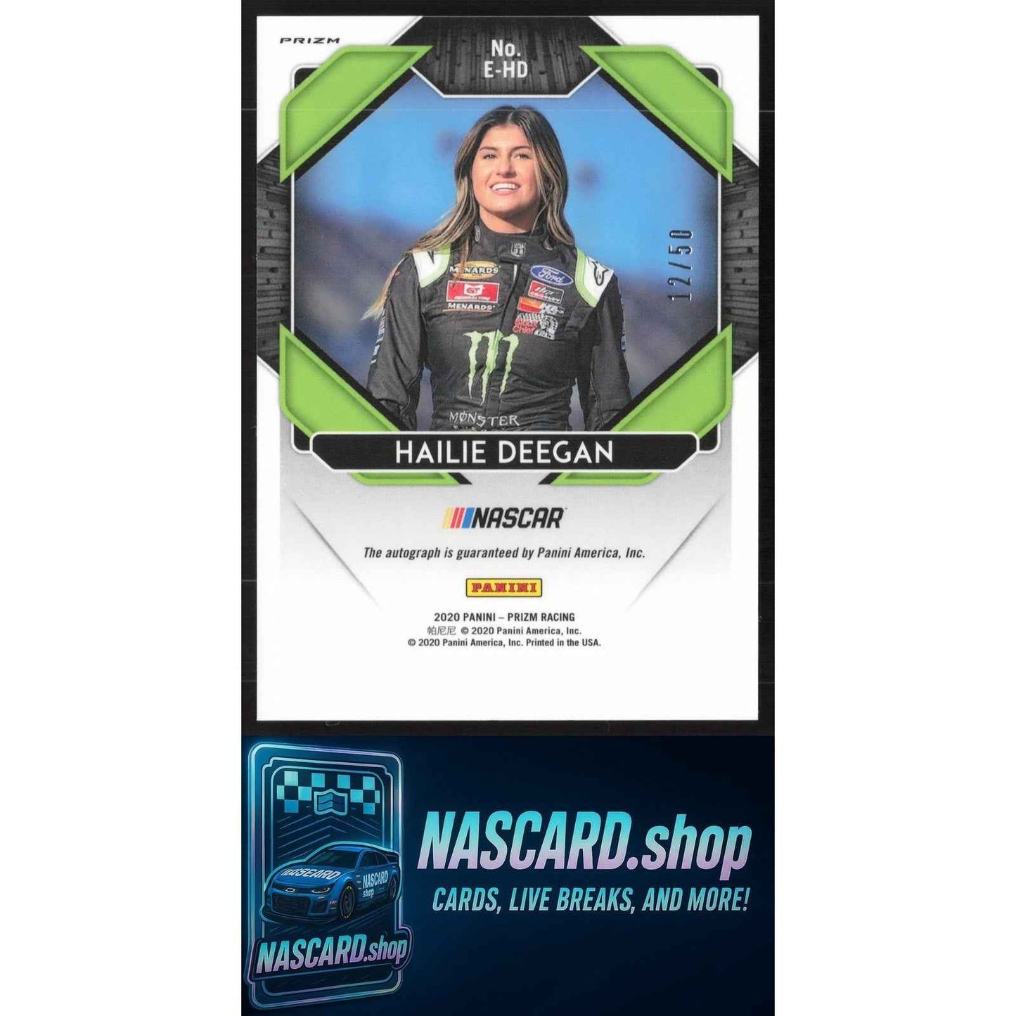2020 Panini Prizm #E-HD Hailie Deegan Endorsements Pink Prizm #/50