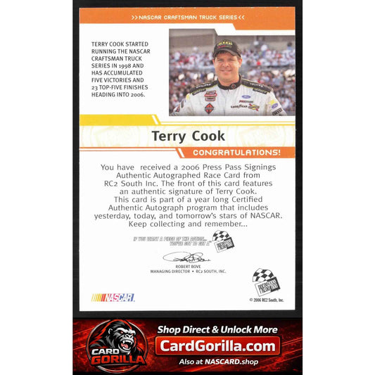 2006 Press Pass #NNO Terry Cook Signings