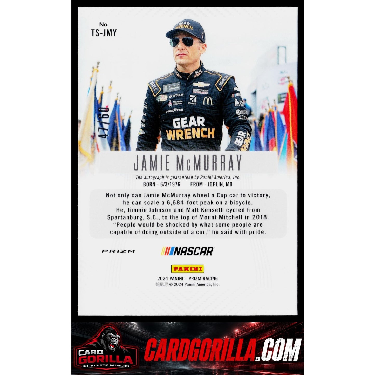 2024 Panini Prizm #TS-JMY Jamie McMurray Throwback Signatures Red #/60