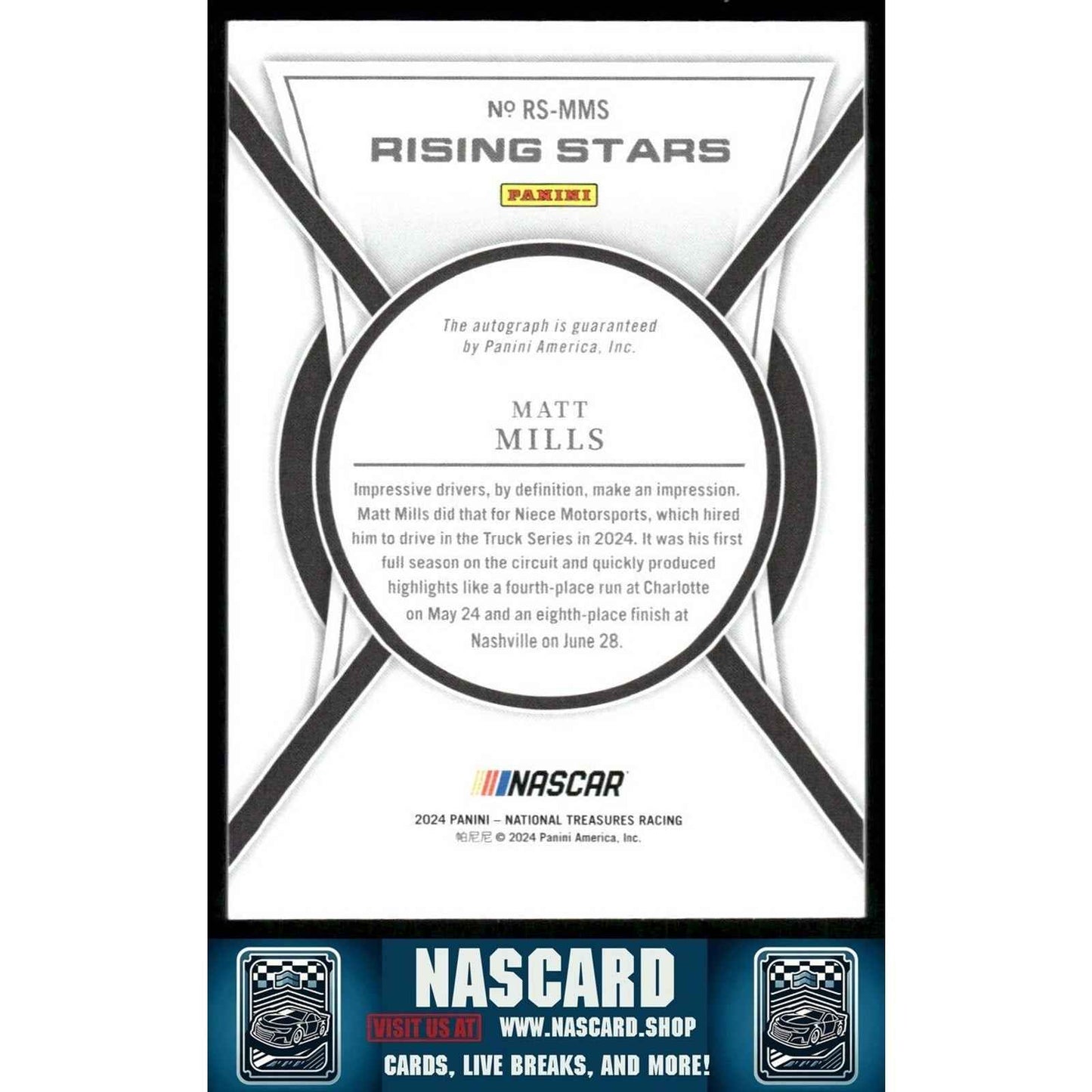 2024 National Treasures Rising Stars Holo Silver Matt Mills /49