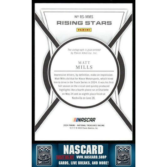 2024 National Treasures Rising Stars Holo Silver Matt Mills /49 - NASCARD.shop