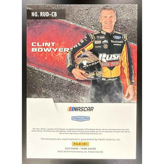 2019 Panini Prime Clint Bowyer #RUD-CB Race Used Duals Tires Holo Gold 4/25