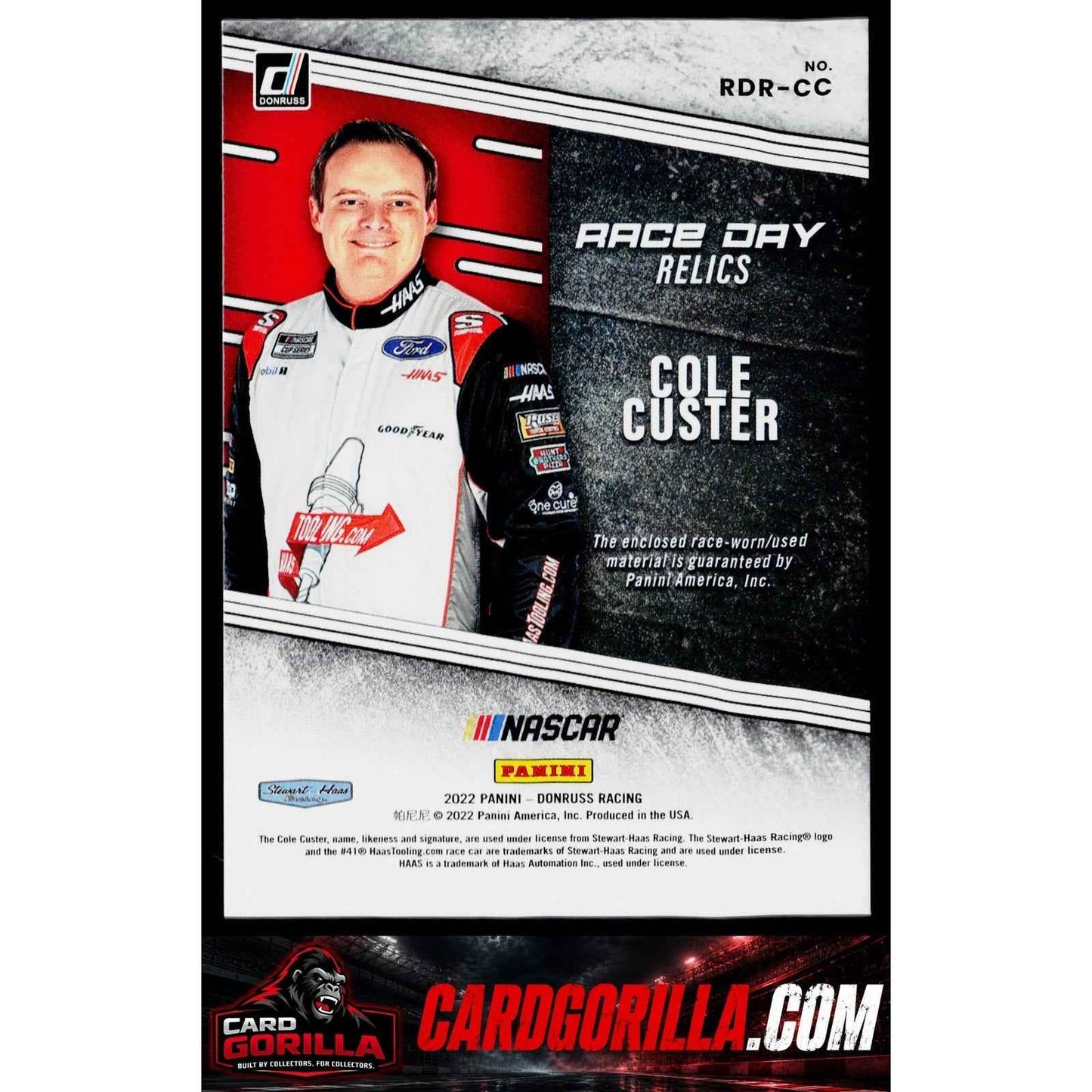 2022 Donruss #RDR-CC Cole Custer Race Day Relics Red #/250