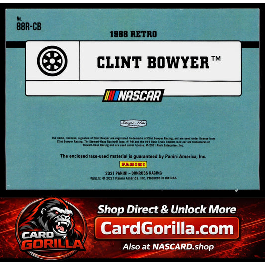 2021 Donruss #88R-CB Clint Bowyer Retro 1988 Relics Red #/250