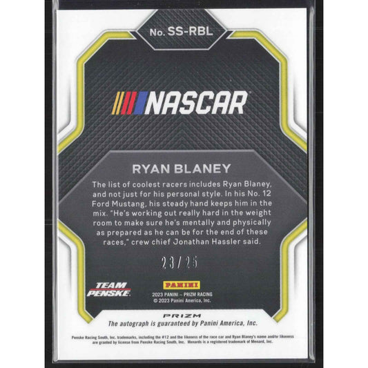 2023 Prizm Ryan Blaney Spotlight Signatures Hyper Prizm Purple Yellow #/25