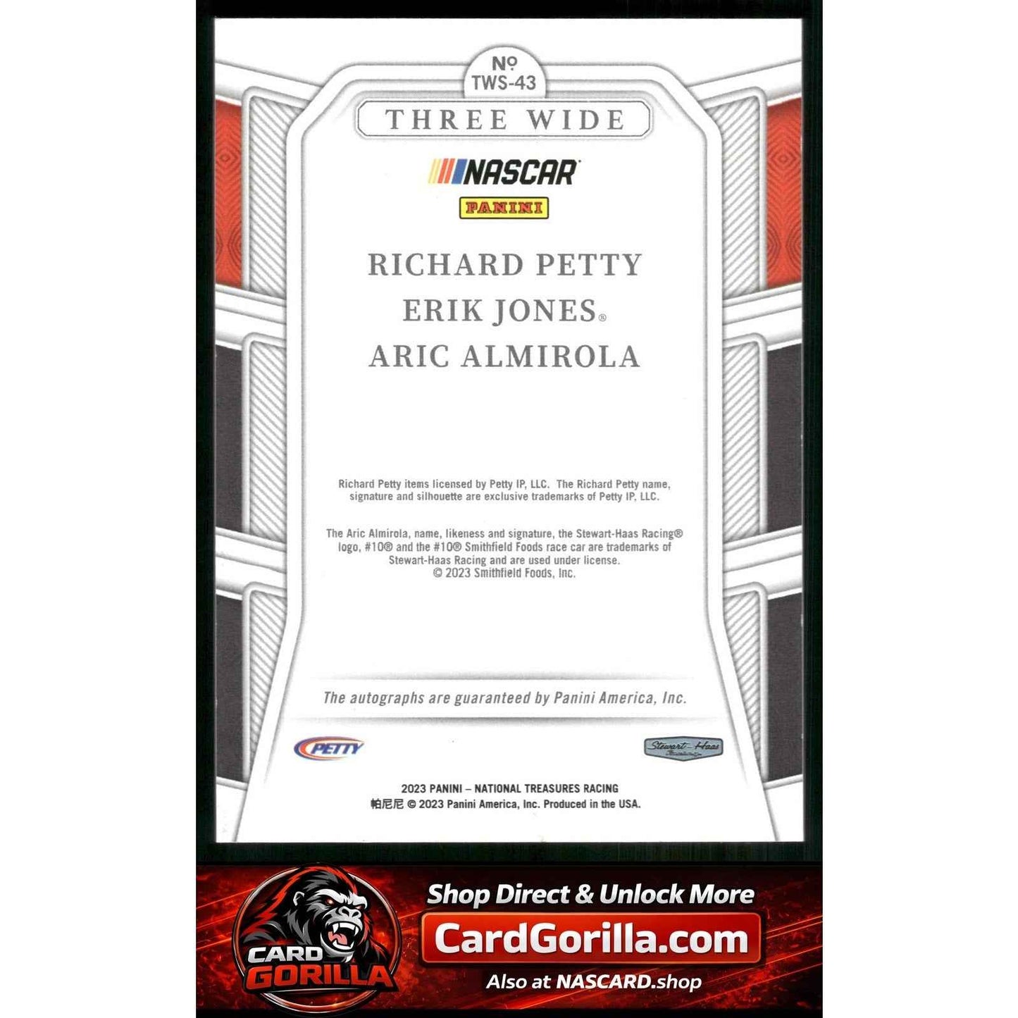 2023 National Treasures Almirola Erik Jones Richard Petty Three Wide Auto /10
