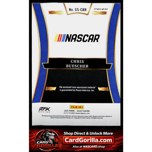2025 Panini Select #SS-CBR Chris Buescher Selective Swatches Flash Prizms