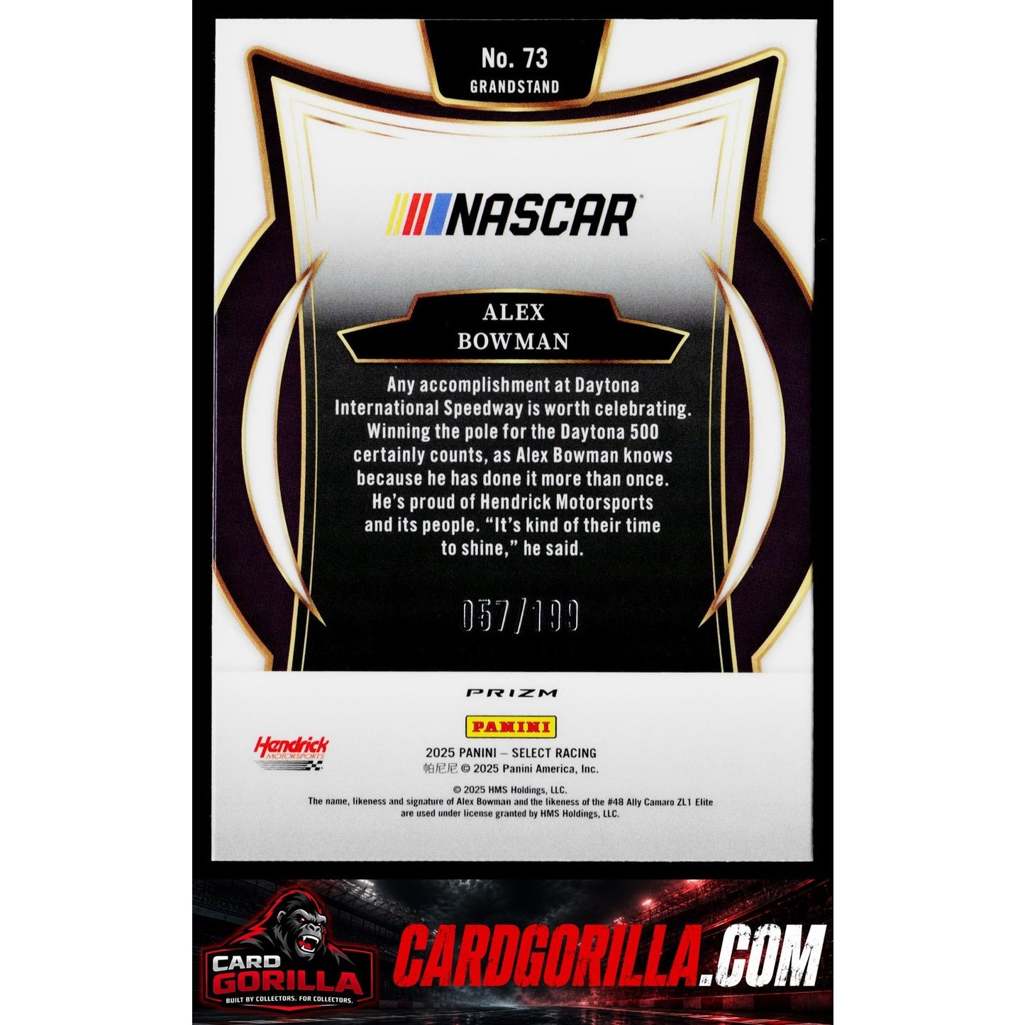 2025 Panini Select #73 Alex Bowman Purple Prizms #/199