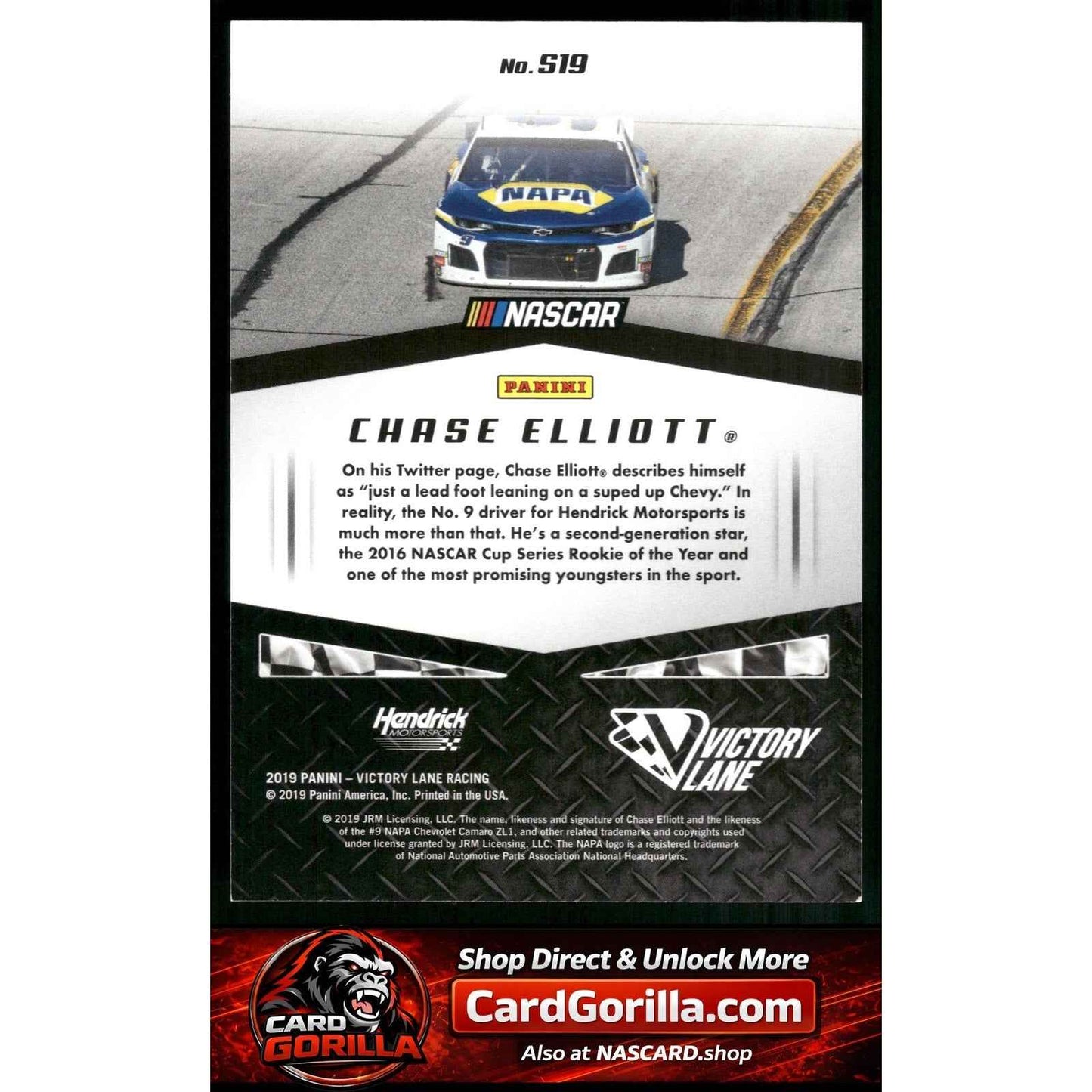 2019 Panini Victory Lane #S19 Chase Elliott Starting Grid Gold #/25