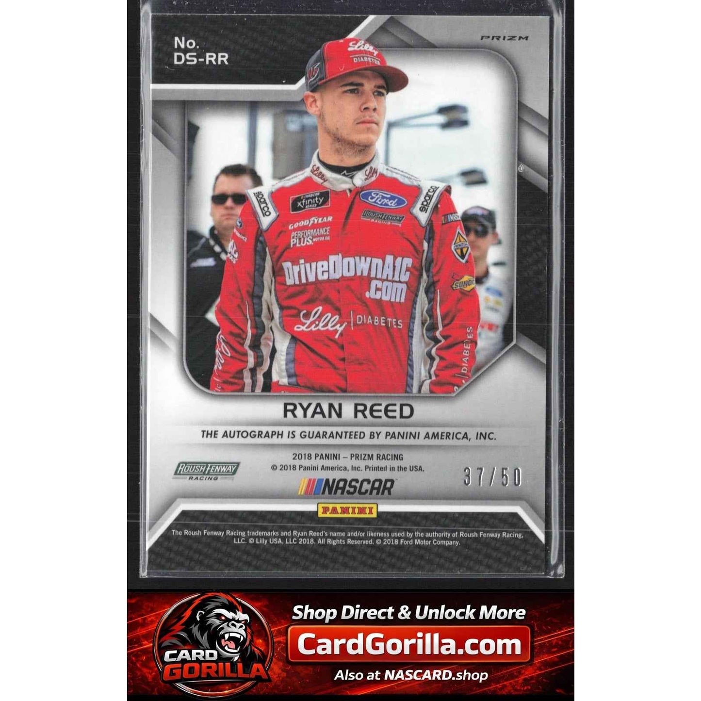 2018 Panini Prizm #DS-RR Ryan Reed Driver Signatures Red Prizm #/50
