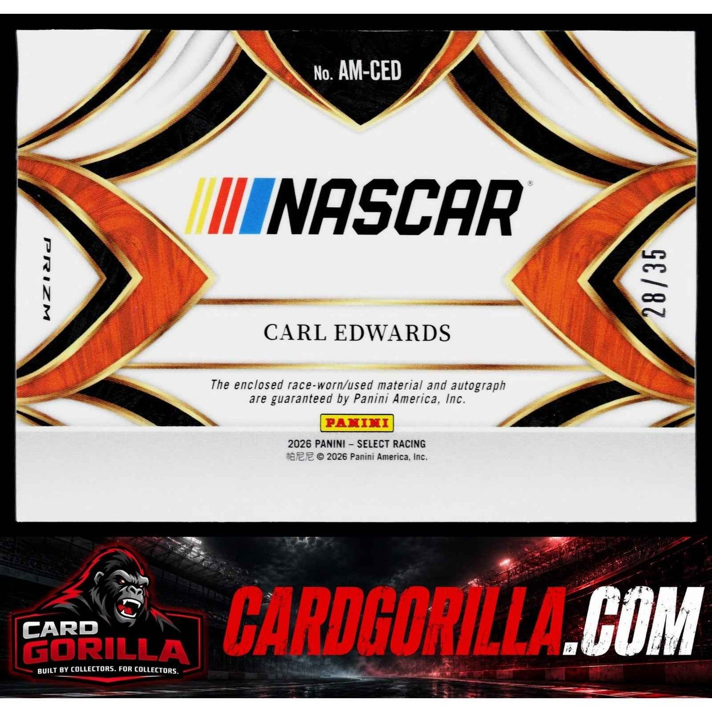 2026 Panini Select #AM-CLE Carl Edwards Autogaphed Memorabilia Blue #/35
