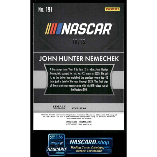 2025 Panini Prizm #191 John Hunter Nemechek Checkered Flag #/75
