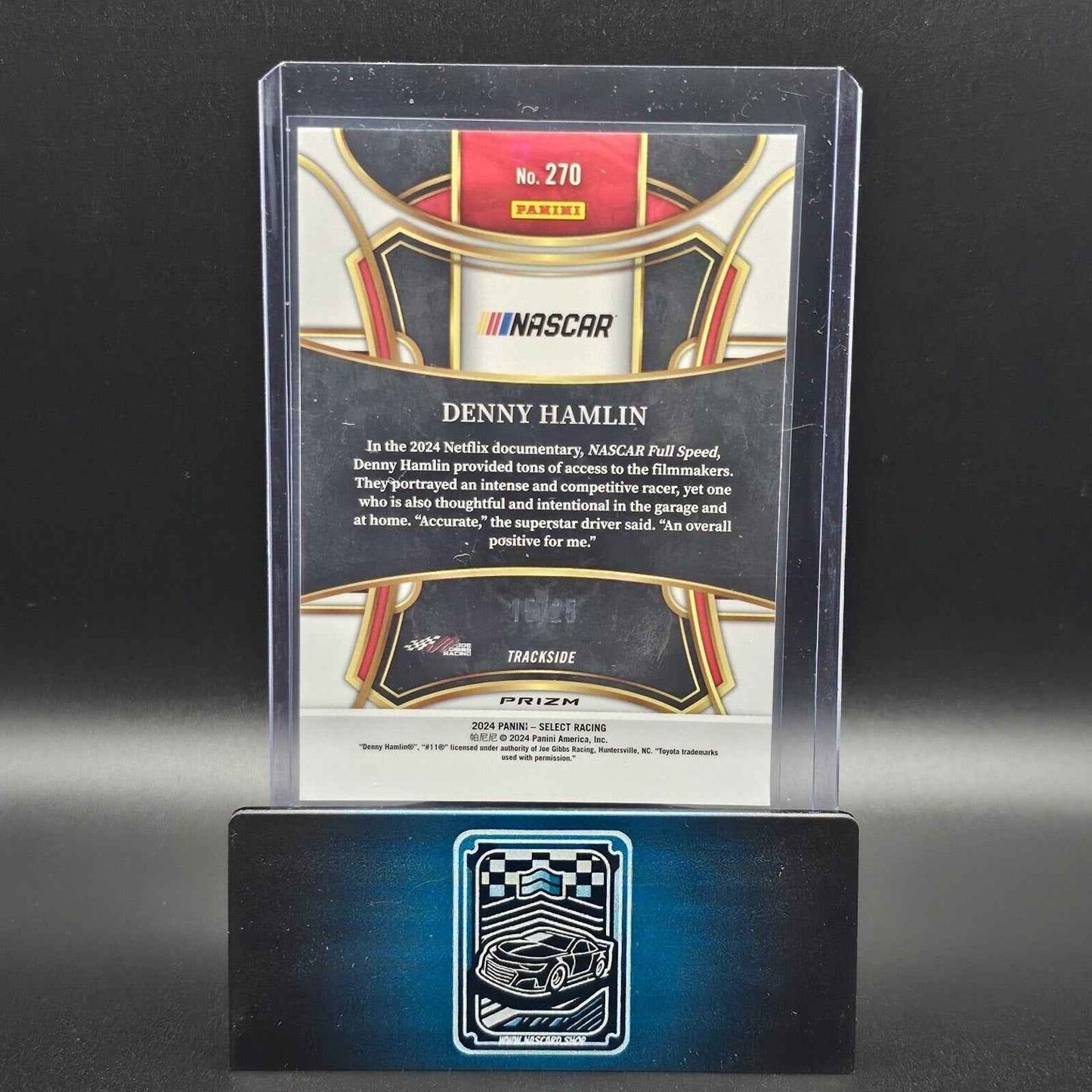 2024 Panini Select Racing Trackside Red And Blue Prizm #270 Denny Hamlin /25 - NASCARD.shop