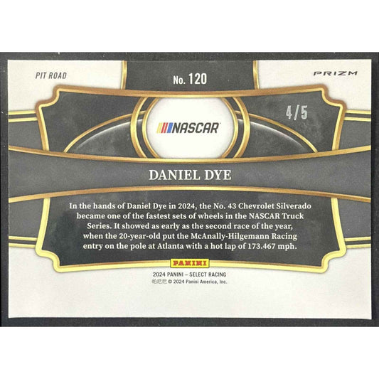 2024 Panini Select Nascar Daniel Dye #120 Green Prizms /5