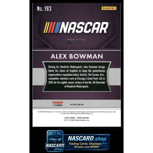2025 Panini Prizm #22 Alex Bowman Orange Wave #/125