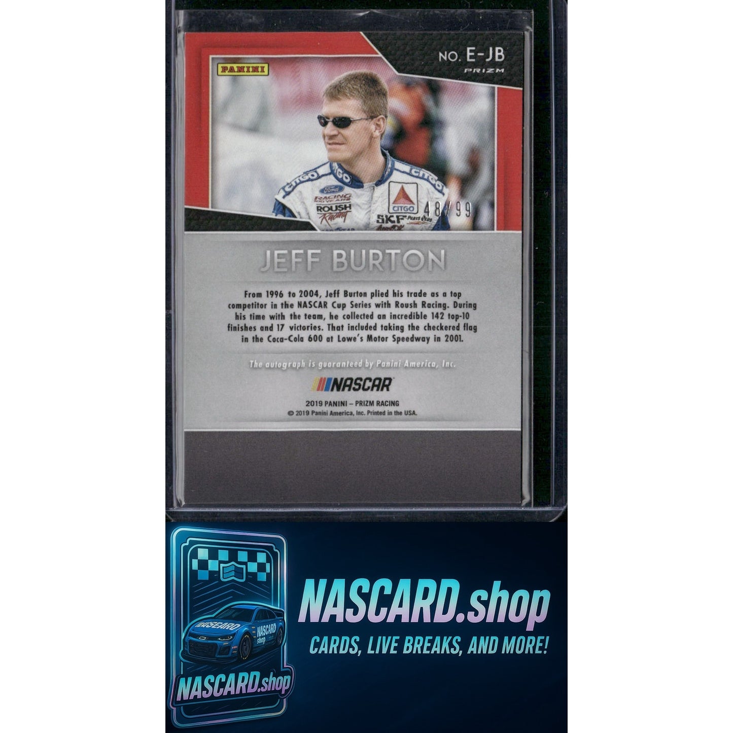 2019 Panini Prizm #E-JB Jeff Burton Endorsements Green Prizm #/99 - NASCARD.shop