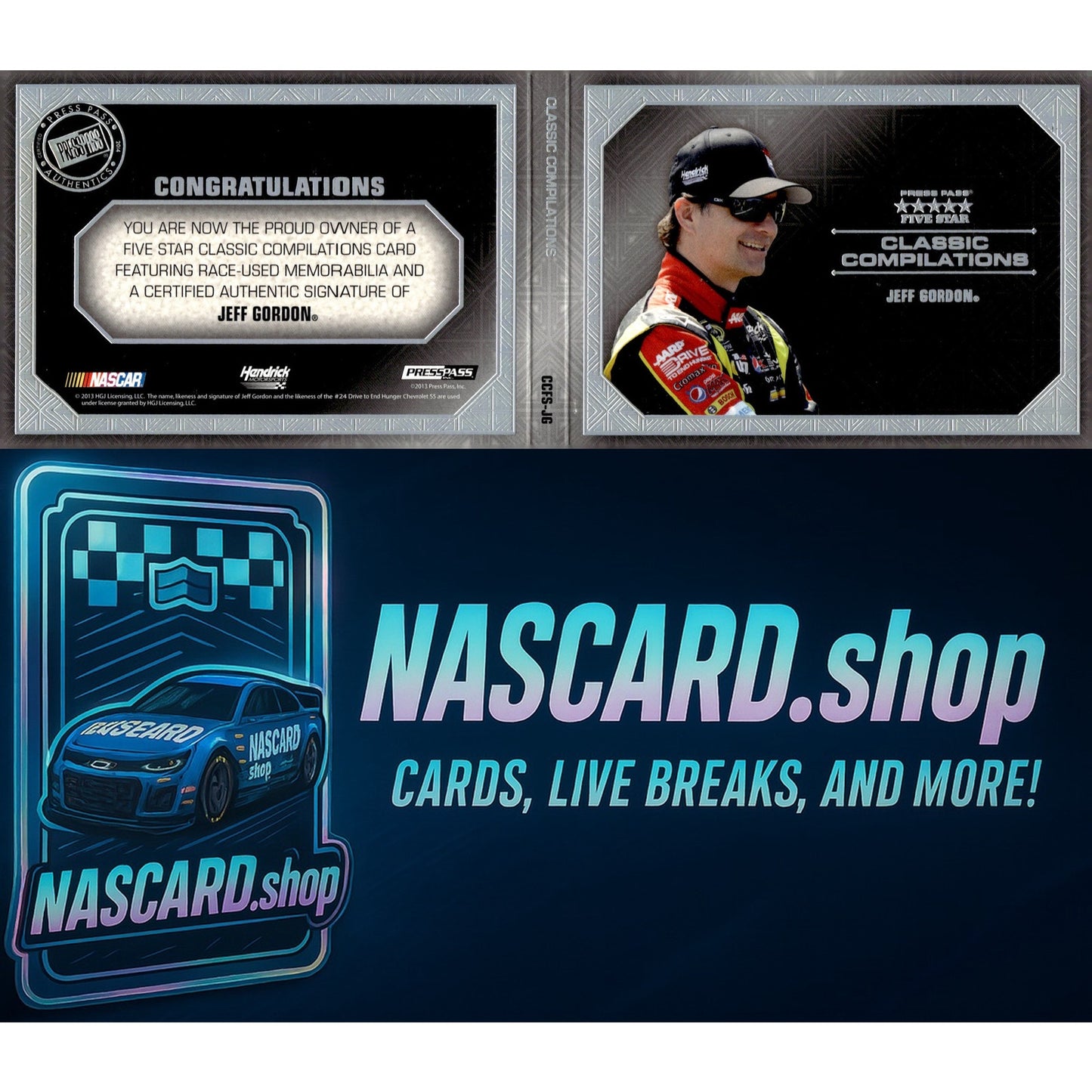 2014 Press Pass Five Star Jeff Gordon Classic Compilation Auto Holofoil /10 - Card Gorilla