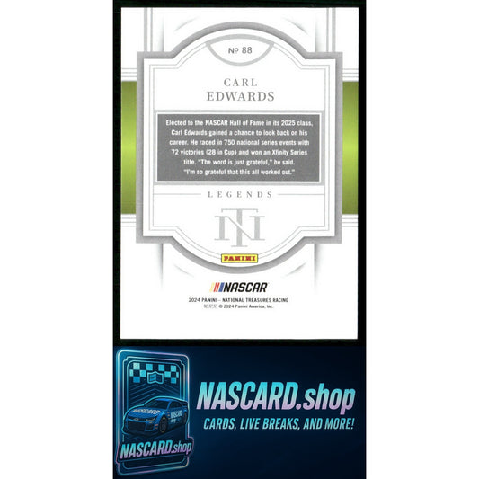 2024 Panini National Treasures #88 Carl Edwards Holo Silver #/25