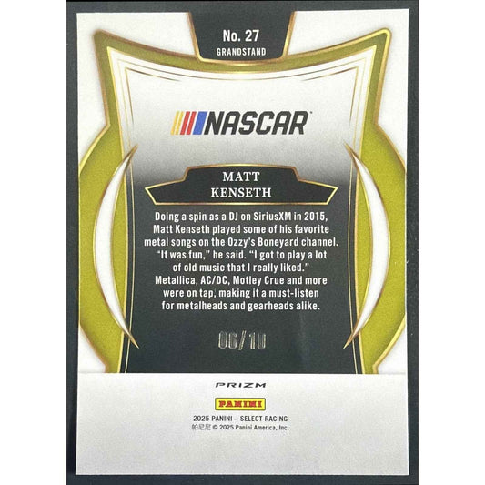 2025 Panini Select Matt Kenseth #27 Grandstand Gold Prizms 6/10