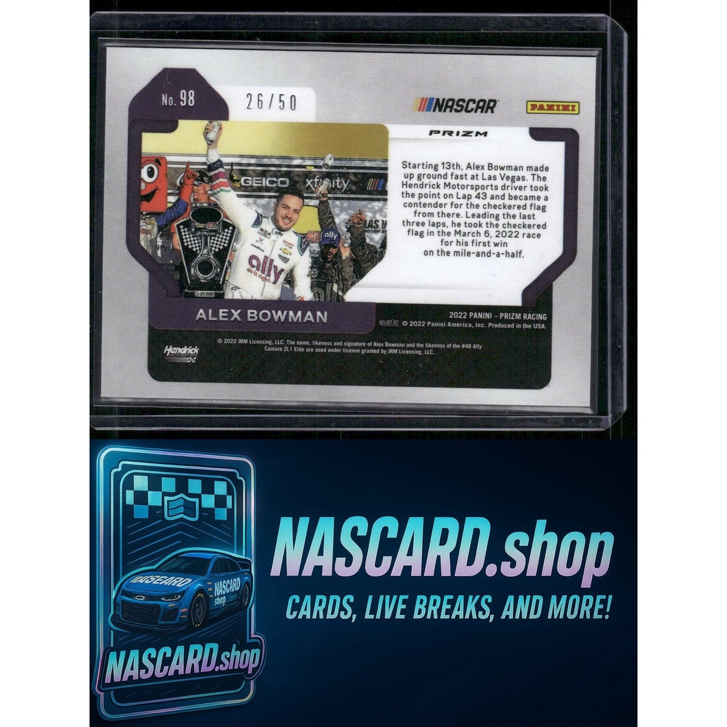 2022 Panini Prizm #98 Alex Bowman Checkered Flag Prizm #/50 - Card Gorilla