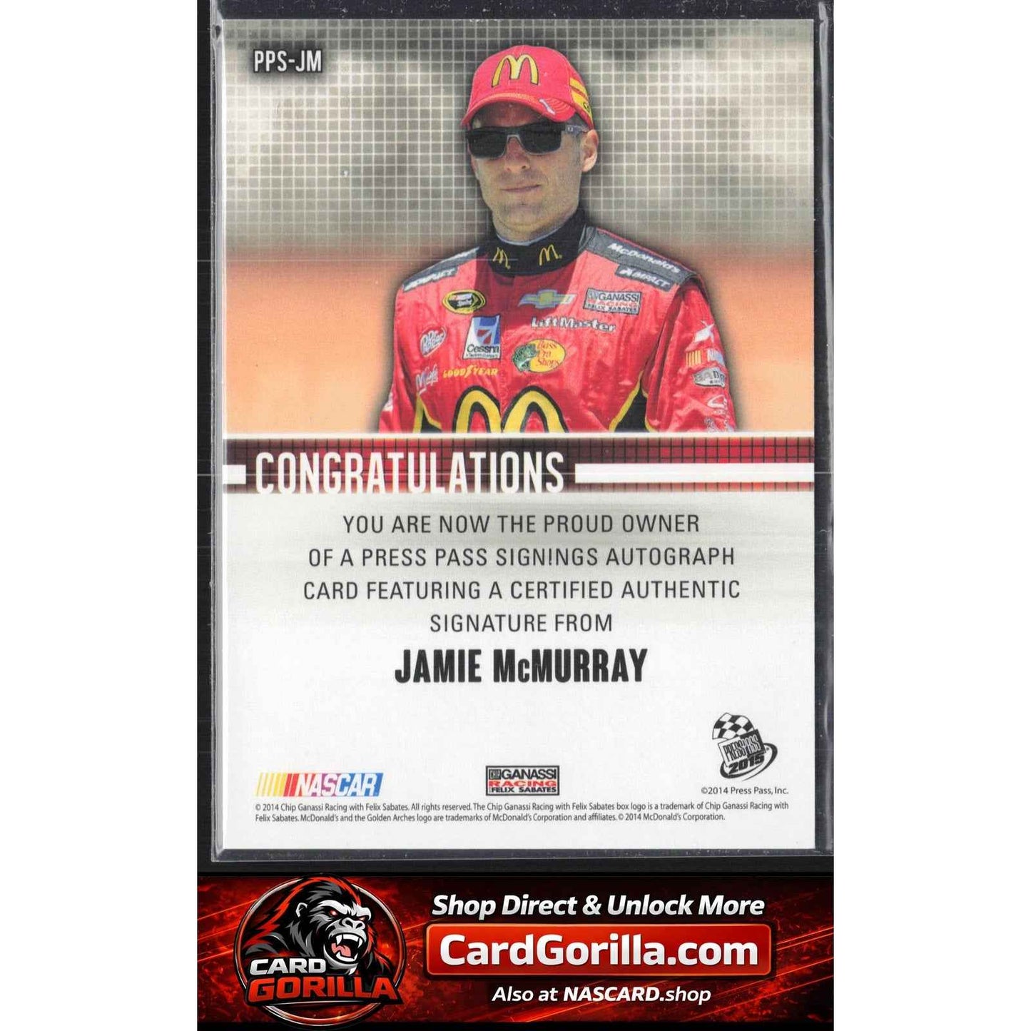 2015 Press Pass Cup Chase Jamie McMurray Press Pass Signings Melting #/10