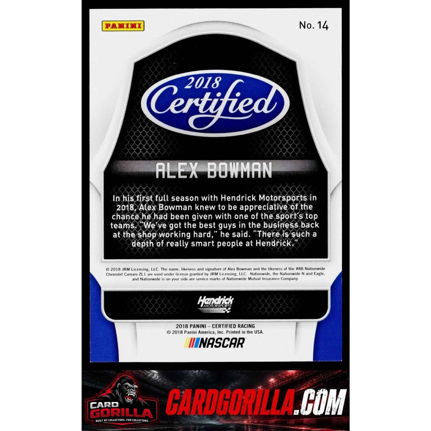 2018 Panini Certified #14 Alex Bowman Red #/199