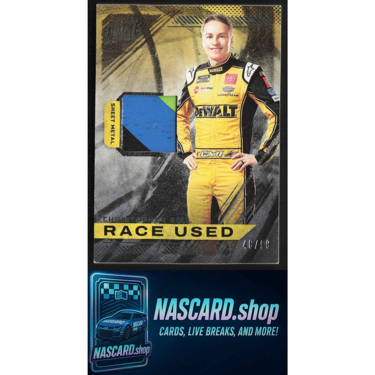2023 Panini Prime Christopher Bell Race Used Sheet Metal #/99 Three Color