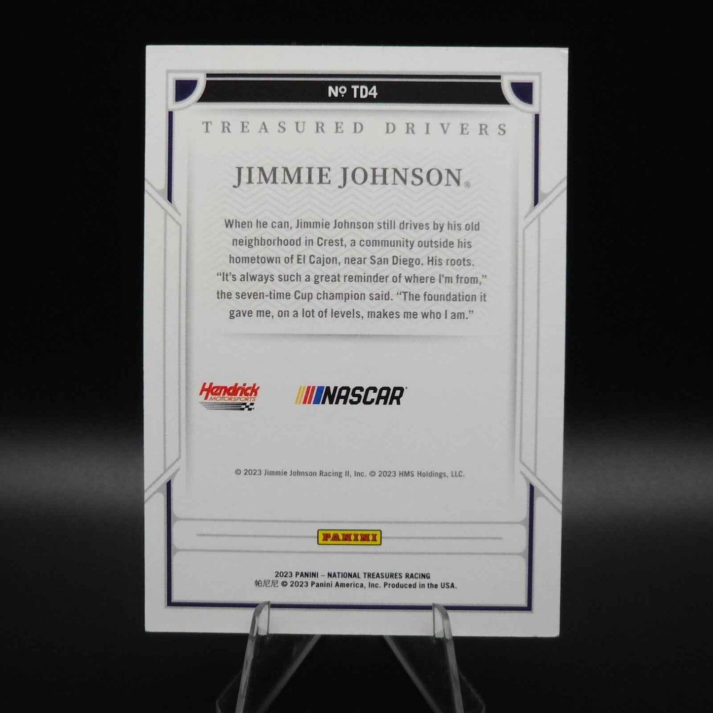 2023 Panini National Treasures - Treasured Drivers Gold Jimmie Johnson #TD4 /10 - Card Gorilla