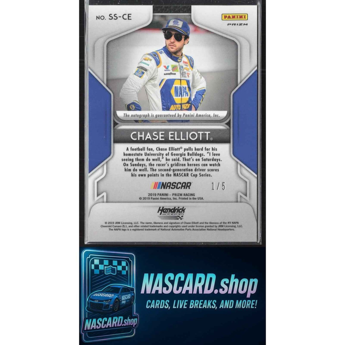 2019 Panini Prizm #SS-CE Chase Elliott Signing Sessions White Prizm #1/5