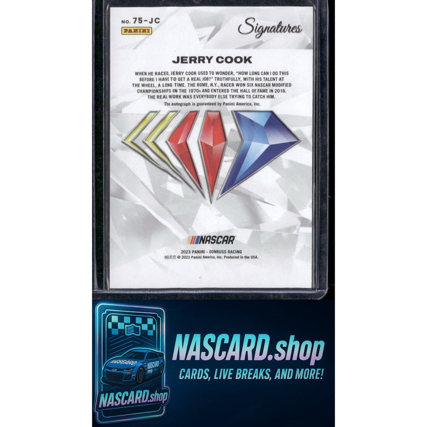 2023 Panini Prime #75-JC Jerry Cook NASCAR 75th Anniversary Signatures - Card Gorilla