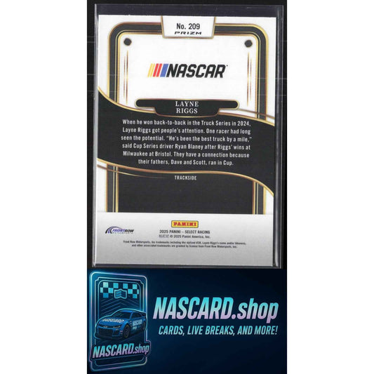 2025 Panini Select #209 Layne Riggs Zebra Prizms
