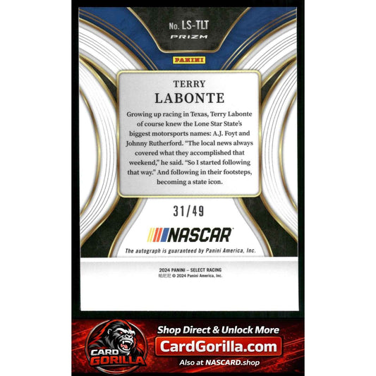 2024 Panini Select #LS-TLT Terry Labonte Legendary Signatures Blue Prizms #/49