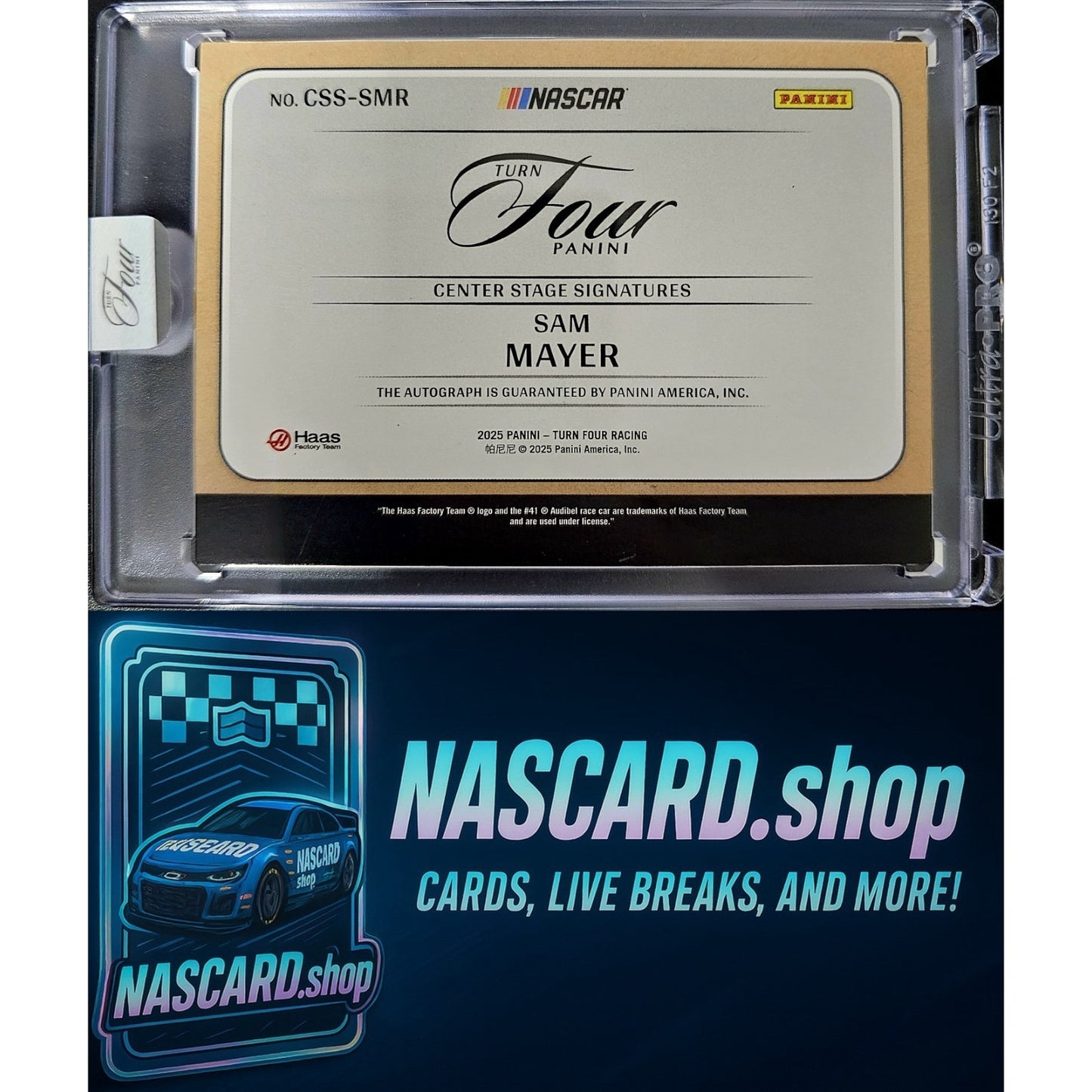 2025 Panini Turn Four Racing Sam Mayer Center Stage Signatures Red #/15