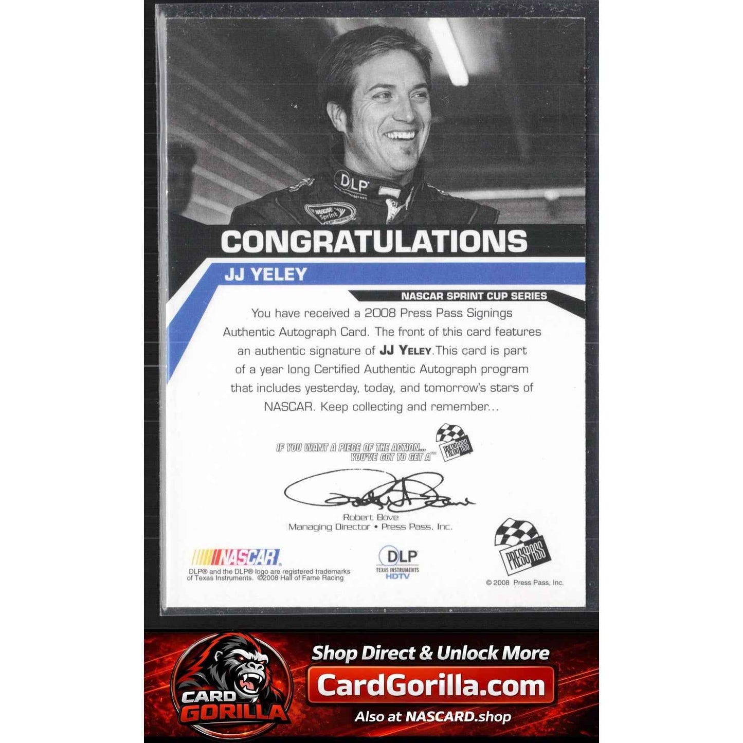 2008 Press Pass #NNO J.J. Yeley Signings Gold #/50