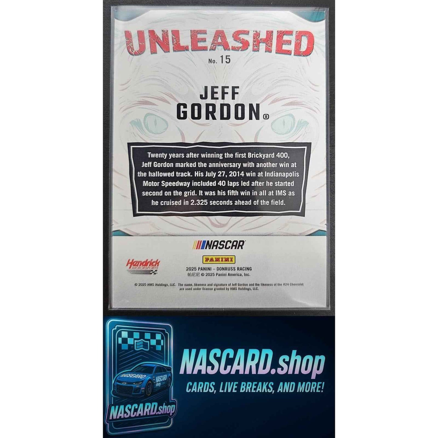 2025 Donruss #15 Jeff Gordon Unleashed Blue Xplosion #/49