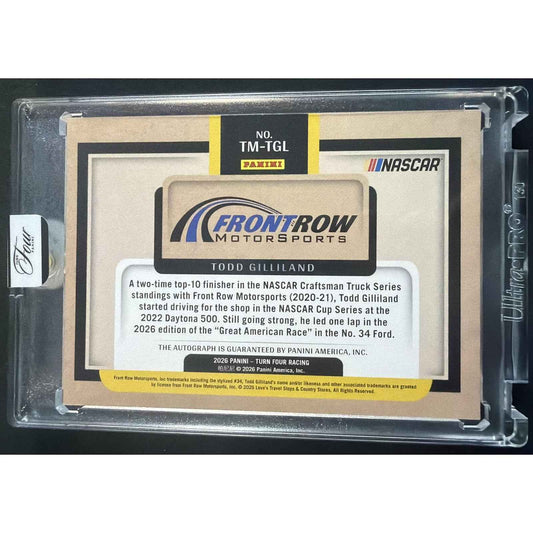 2025 Panini Turn Four NASCAR Todd Gilliland Center Stage Signatures Blue /49